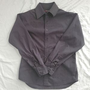 Black and white strip button-up shirt